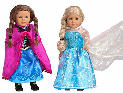 

Lilly and the Bee Novelties Elsa and Anna Inspired Outfits for American Girl Dolls(Multicolor)