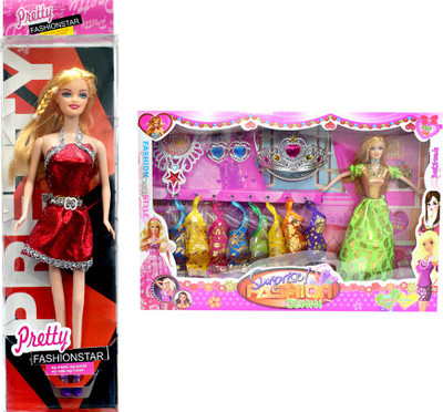 Amaya Pretty Fashion Doll192 Set Of 2(Multicolor)