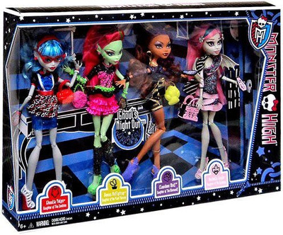 Monster High Ghouls Night Out 4 Set Rochelle Goyle Clawdeen Wolf(Multicolor)