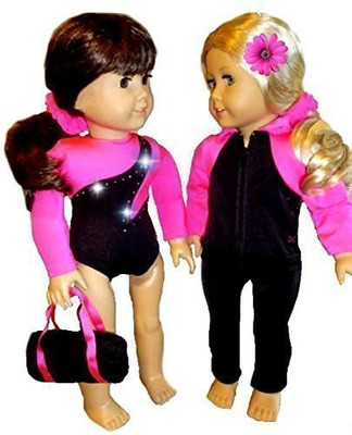 

Doll Connections Gymnastics Hot Pink Sparkle Dance Team Leotard Outfits 5(Multicolor)