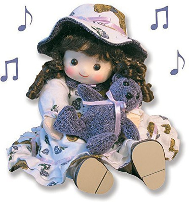 

Banberry Designs Old Fashioned Musical Girl Rag Doll with Motion Wind Up Toy - Sarah - Fabric Material Grapes Pattern Dress Brown Curly Hair Hat - Holding her Purple Teddy Bear - Collectible Keepsake Unique Birthday Gift for Daughter Granddaughter from Mo