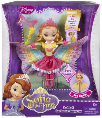 

Disney Sofia The First 2-In-1 Costume Surprise Amber Butterfly Dress Doll BDH59(Multicolor)