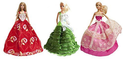 

UNI Gifts Shop Barbie Party Gown, Evening Dress, Wedding Gown (Holiday Party 3 Dress Set) - Dolls NOT Included(Multicolor)