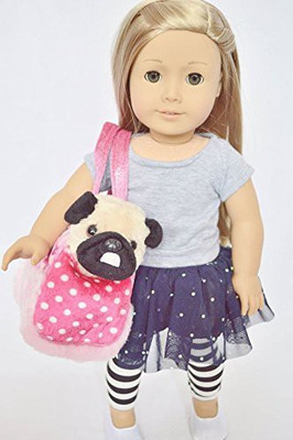 

DollsHobbiesNMore Lil Pugsley Pug Puppy For American Girlwith Pet Carrier(Multicolor)
