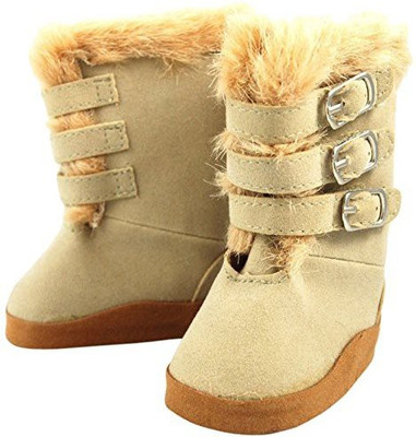 

Unique Doll Clothing Tan Buckle Boots For American Girland Most 18"(Beige)