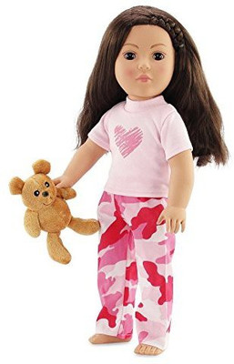 

Emily Rose Doll Clothes Fits American Girl 18" Camo Pajamas & Teddy Bear - 18 Inch(Multicolor)