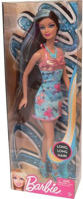 

Barbie Hairtastic Blue Dress Brunette Hair(Multicolor)