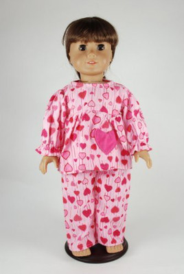 

Unique Doll Clothing Heart Flannel Pajamas For 18" Including The American Girl(Pink)