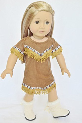 

DollsHobbiesNMore Native American Dress For American Girl(Brown)