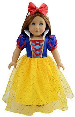 

dreamtoyhouse Doll Clothes Snow White Costume + Headband for American Girl Dolls and Other 18 Inches Dolls Alike(Multicolor)