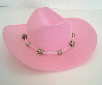 

DollsHobbiesNMore Pink Western Cowgirl Hat With Beaded Rope Design(Pink)