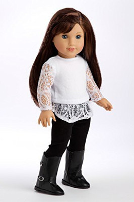 

DreamWorld Collections Just Fun - White blouse, black leggings and black boots - 18 inch American Girl Doll Clothes(Multicolor)