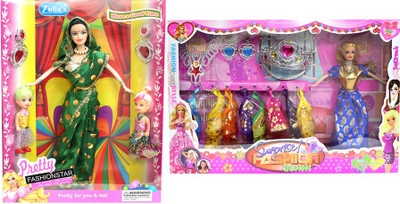 Amaya Pretty Fashion Doll332 Set Of 2(Multicolor)