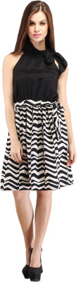 

Cottinfab Women's Gathered White, Black Dress