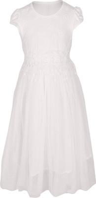 

Lil Orchids Maxi/Full Length Party Dress(White, Cap Sleeve