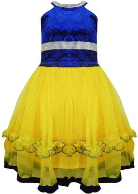 

Fashionitz Girls Maxi/Full Length Party Dress(Yellow, Sleeveless