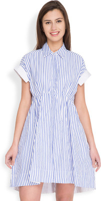 Tokyo Talkies Women Shirt White Knee Length Dress