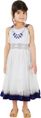 

Tiny Toon Girls Maxi/Full Length Party Dress(White, Sleeveless