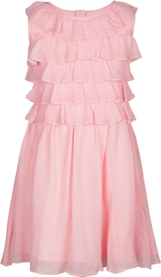 

Palm Tree Girls Midi/Knee Length Casual Dress(Orange, Impatiens pink(c403)