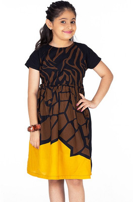

Ventra Midi/Knee Length Casual Dress(Multicolor, Cap Sleeve, Brown