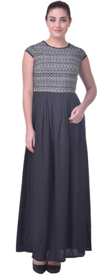 The Gudlook Women Maxi White, Black Dress