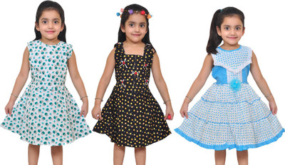 

Pari & Prince Girls Midi/Knee Length Casual Dress(Multicolor, Sleeveless