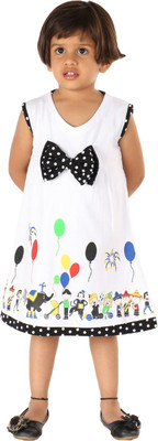 

Lil Orchids Midi/Knee Length Casual Dress(White, Sleeveless, Black