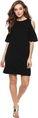 Miss Chase Women Shift Black Above Knee/Mid Thigh Length Dress