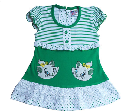 

Little Life Midi/Knee Length Casual Dress(Green, Cap Sleeve
