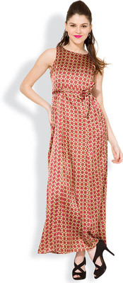 folklore Women Maxi Pink, Beige Full Length Dress