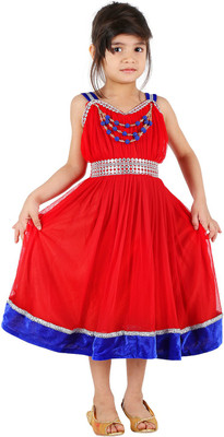 

Tiny Toon Girls Maxi/Full Length Party Dress(Red, Sleeveless