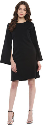 HARPA Women High Low Black Knee Length Dress