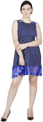 Shyammc Women Fit and Flare Blue Knee Length Dress