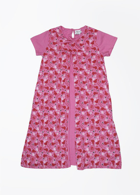 Disney by Genes Girls Midi/Knee Length Dress(Purple, Half Sleeve, Multi colour
