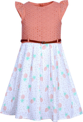 

Bella Moda Girls Midi/Knee Length Casual Dress(Multicolor, Half Sleeve)