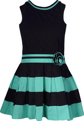 

Naughty Ninos Girls Midi/Knee Length Casual Dress(Multicolor, Sleeveless, Black