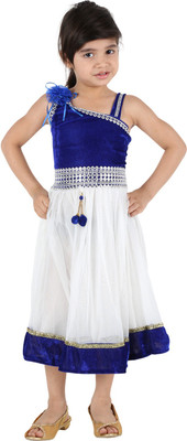 

Tiny Toon Girls Maxi/Full Length Party Dress(White, Sleeveless, Blue