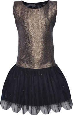 

Gini & Jony Girls Midi/Knee Length Casual Dress(Black, Half Sleeve, Caviar(1296)