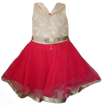 

All About Pinks Midi/Knee Length Party Dress(Red, Sleeveless