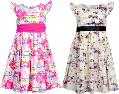 

Bella Moda Girls Midi/Knee Length Casual Dress(Multicolor, Half Sleeve)