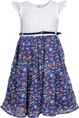 

Bella Moda Girls Midi/Knee Length Casual Dress(Blue, Half Sleeve