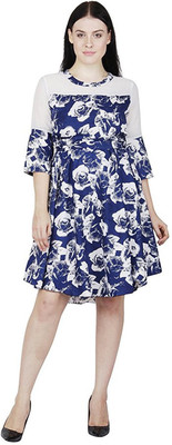 Shyammc Women Fit and Flare Multicolor Knee Length Dress