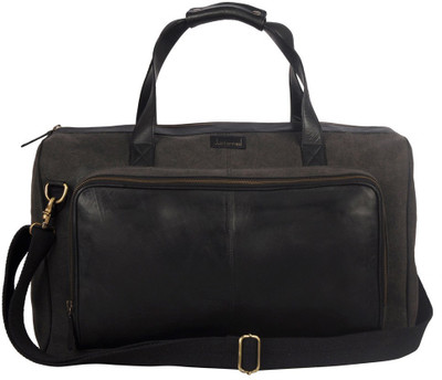 

Justanned 20 inch/51 cm LEATHER/CANVAS DUFFLE BAG Travel Duffel Bag(Black)
