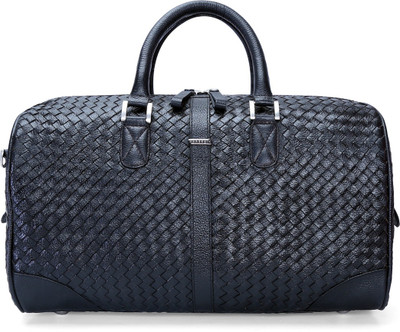 

Brune 18 inch/45 cm BLACK WEAVED LEATHER DUFFLE BAG Travel Duffel Bag(Black)