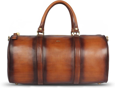 

Brune Veg Tanned Genuine Leather hand Painted Duffle Bag Travel Duffel Bag(Brown)