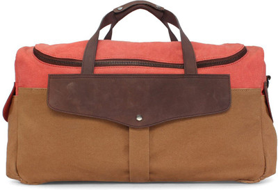 

Bare Skin 20 inch/51 cm TAN/PEACH CANVAS/BROWN LEATHER DUFFLE BAG Travel Duffel Bag(Brown)
