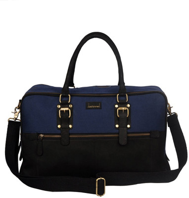 

Justanned 20 inch/51 cm LEATHER/CANVAS FRONT ZIP DUFFLE BAG Travel Duffel Bag(Blue)