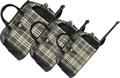 

Moladz 0 inch/0 cm Polo Check - 3 Pcs Set Duffel Strolley Bag(Multicolor)