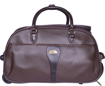 

sammerry Sammerry Brown P.U. Leather Cabin Duffel Bag-Small Duffel Strolley Bag(Brown)