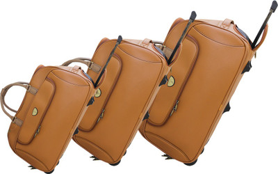 Moladz 0 inch/0 cm X-CLUSIVE DUFFLE BAG set of 3pcs Duffel Strolley Bag(Peach)